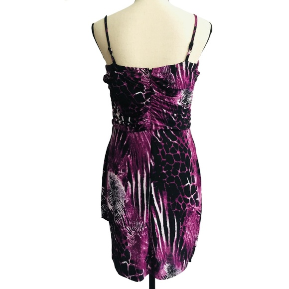 💜SOLD💜Purple Animal Print Slinky Dress - Picture 4 of 5